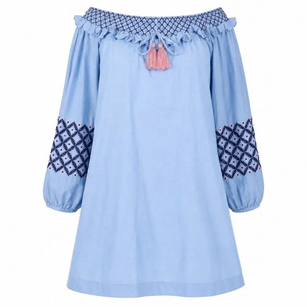 Rebecca Minkoff Goldie Embroidered Off Shoulder Dress